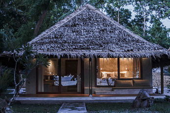 Personal bungalows are set on the beach and in a garden courtyard. Personal bungalows are set on the beach and in a garden courtyard.